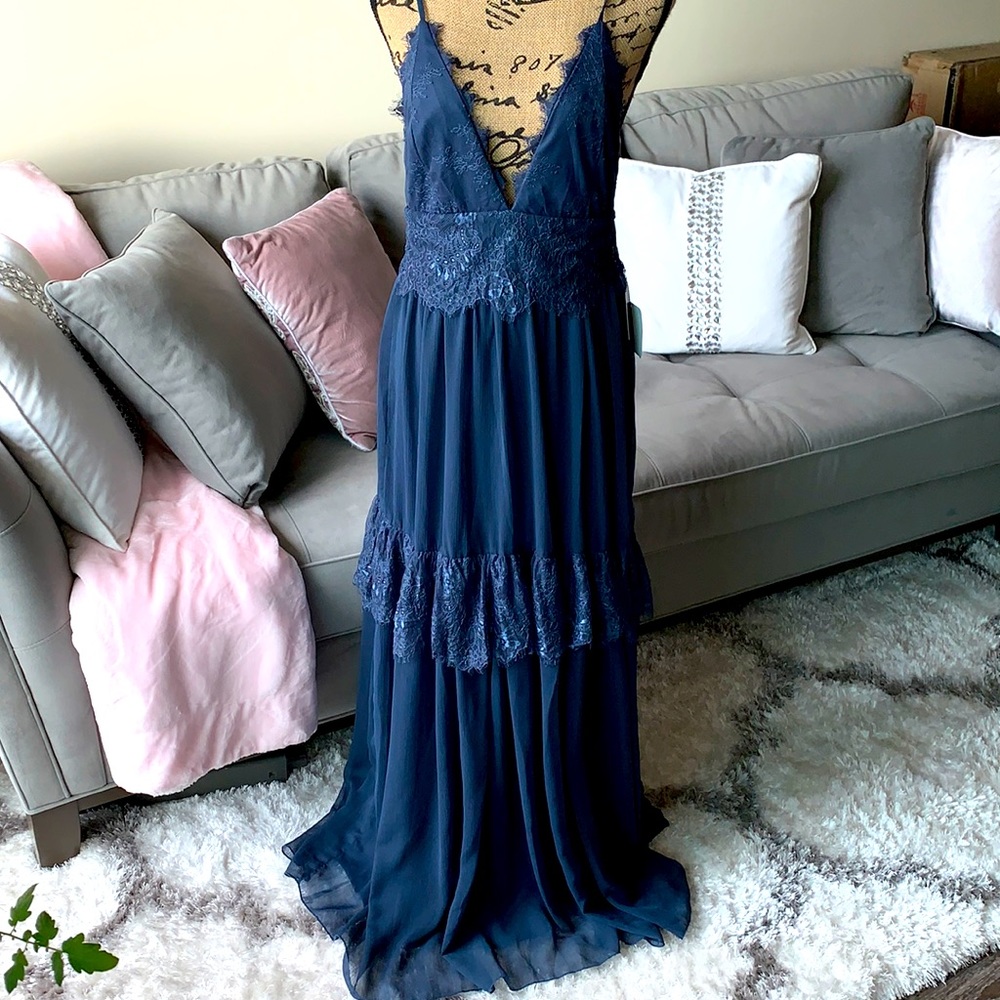 Lulu slate blue spaghetti strap sexy dress